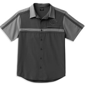 HARLEY DAVIDSON NWOT COLORBLOCKED BLACKENED PEARL BUTTON UP SHIRT XL